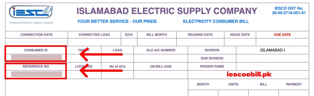 IESCO Bill Online | IESCO Duplicate Bill 1 IESCO Bill Reference No and Customer ID